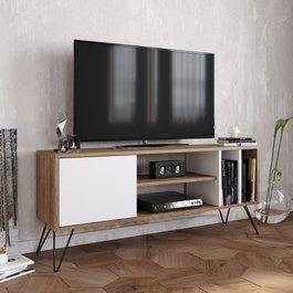 Hanah Home Soporte para TV Mistico - Nogal, Blanco y Negro